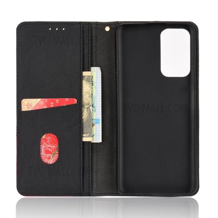 Magnetic Auto-absorbed Bi-color Splicing Stand Wallet Leather Case Phone Cover for Xiaomi Redmi Note 11 5G/Poco M4 Pro 5G - Black-6