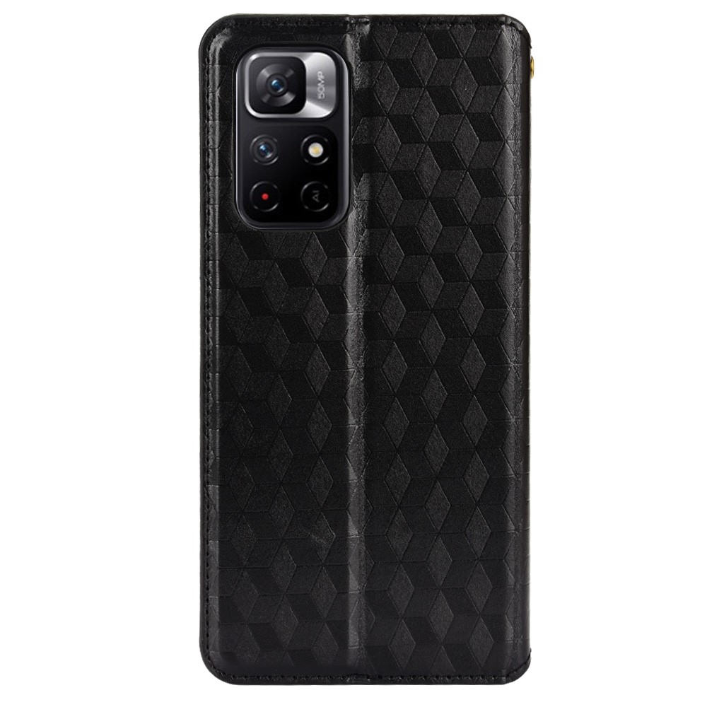 Modèle de Rhombus 3D pu en Cuir Support Portefeuille Couvercle du Boîtier de Téléphone Pour Xiaomi Redmi Note 11 5G (chine) (mediatek) / Redmi Note 11T 5G / Redmi Note 11S 5G - le Noir