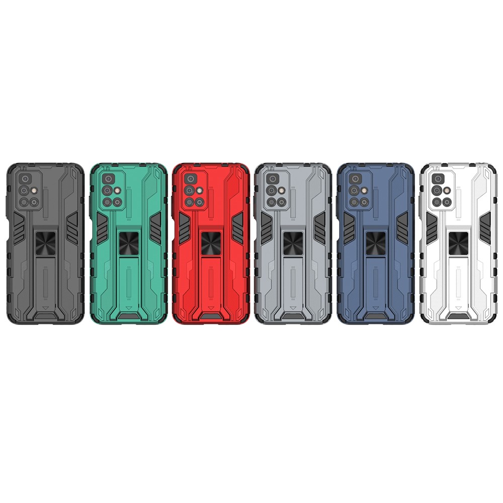 Hybrid Shockproof Heavy Duty Combo Hard PC Soft TPU Protective Case with Kickstand for Xiaomi Redmi 10 - Black-9