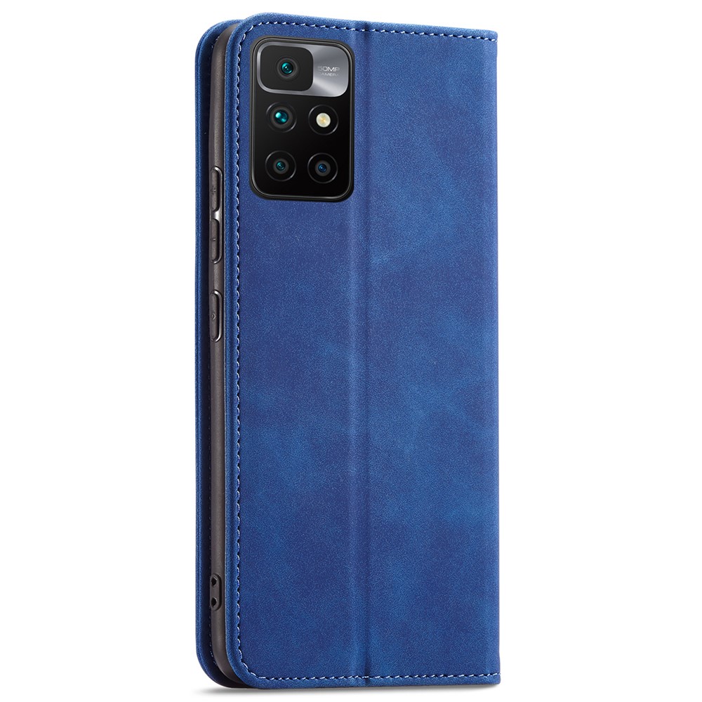 Double Edge-fold Sewing Design Case Automatic Closing Full Protection Leather Phone Cover for Xiaomi Redmi 10/Redmi 10 Prime - Blue-3