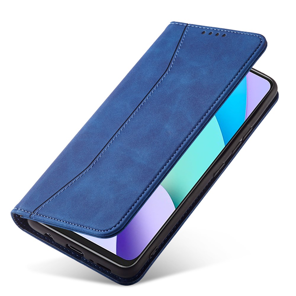 Double Edge-fold Sewing Design Case Automatic Closing Full Protection Leather Phone Cover for Xiaomi Redmi 10/Redmi 10 Prime - Blue-7