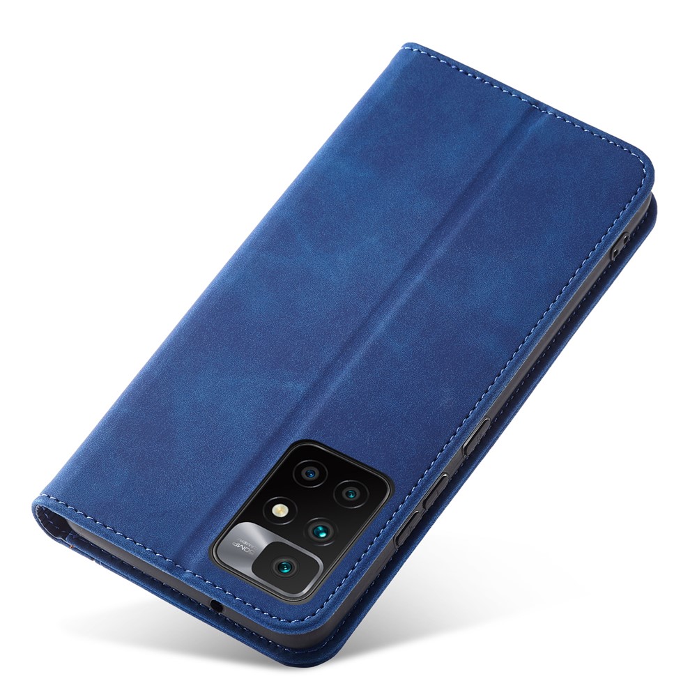 Double Edge-fold Sewing Design Case Automatic Closing Full Protection Leather Phone Cover for Xiaomi Redmi 10/Redmi 10 Prime - Blue-8
