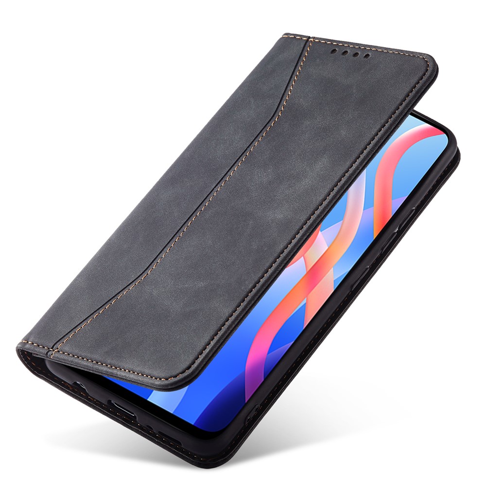 Folio Flip Double Edge-fold Sewing Design Anti-scratch Automatic Closing Leather Phone Case for Xiaomi Redmi Note 11 5G/Poco M4 Pro 5G - Black-7