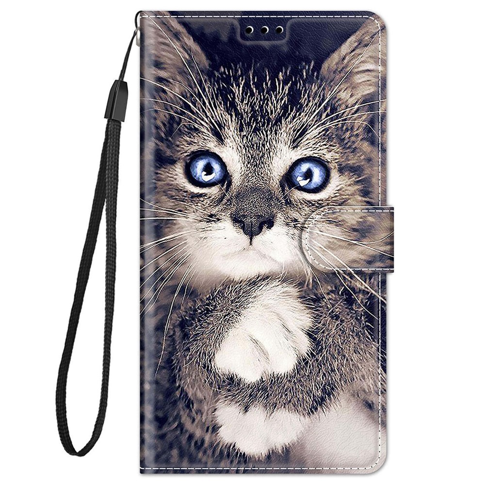 PU Leather Pattern Printing Card Slots Stand Flip Case with Wrist Strap for Xiaomi Redmi Note 11 5G / Poco M4 Pro 5G - Cat-2