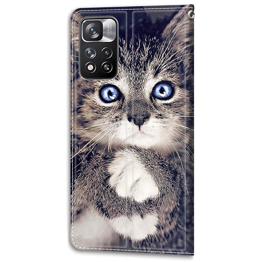 Stand Feature Wrist Strap Pattern Printing Leather Flip Case with Card Slots for Xiaomi Redmi Note 11 Pro / Note 11 Pro+ - Cat-3
