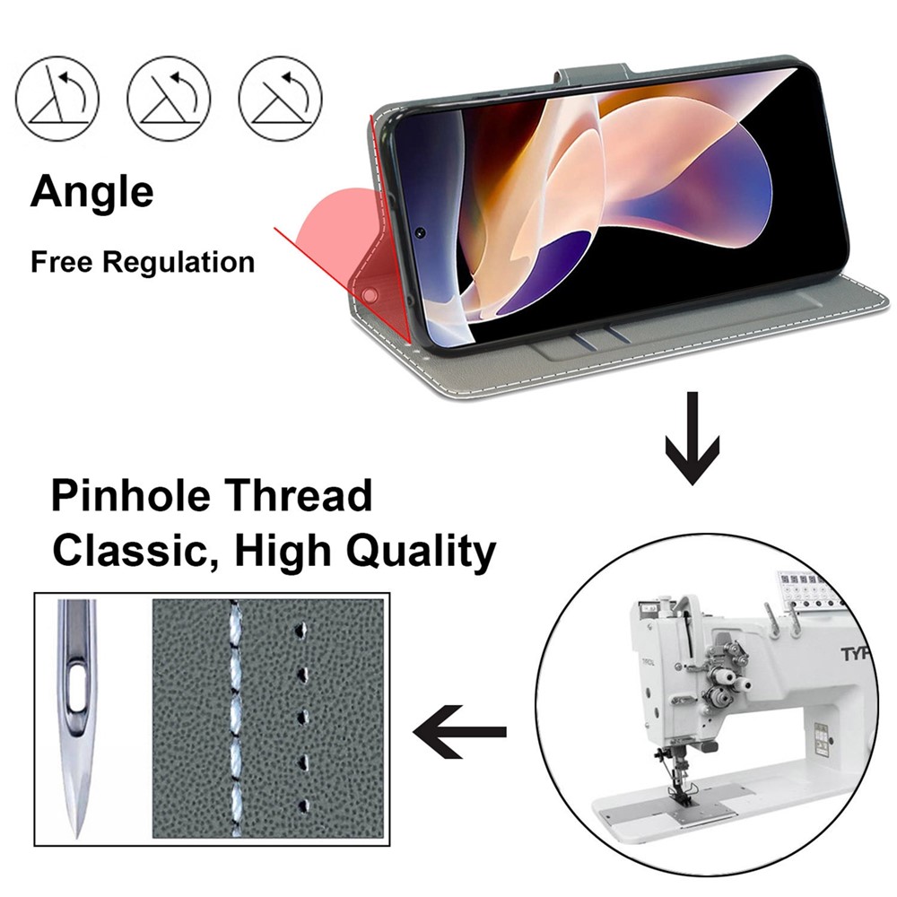 Stand Feature Wrist Strap Pattern Printing Leather Flip Case with Card Slots for Xiaomi Redmi Note 11 Pro / Note 11 Pro+ - Cat-9