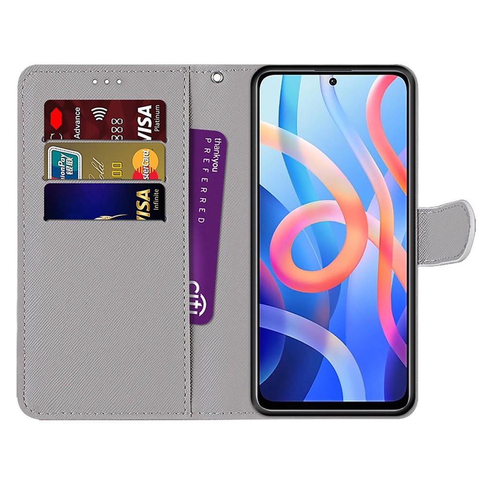 Magnetic Pattern Printing PU Leather Wallet Stand Case with Wrist Strap for Xiaomi Redmi Note 11 5G / Poco M4 Pro 5G - Lemon-5