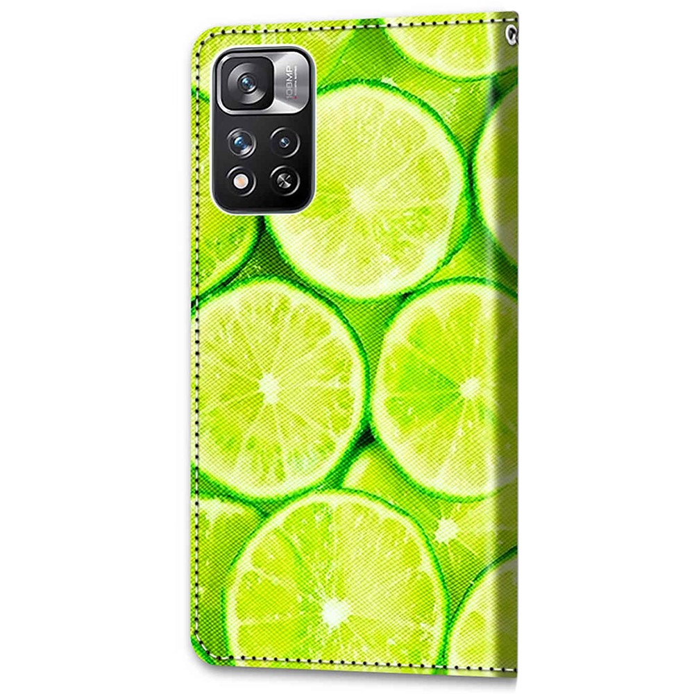 Pattern Printing Leather Flip Phone Case Wallet Stand Cover with Strap for Xiaomi Redmi Note 11 Pro / Note 11 Pro+ - Lemon-2