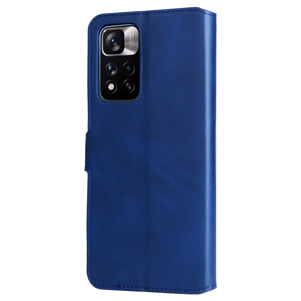 Textured Leather + TPU Stand Wallet Case Protective Phone Cover for Xiaomi Redmi Note 11 Pro/Note 11 Pro+ 5G - Blue-3