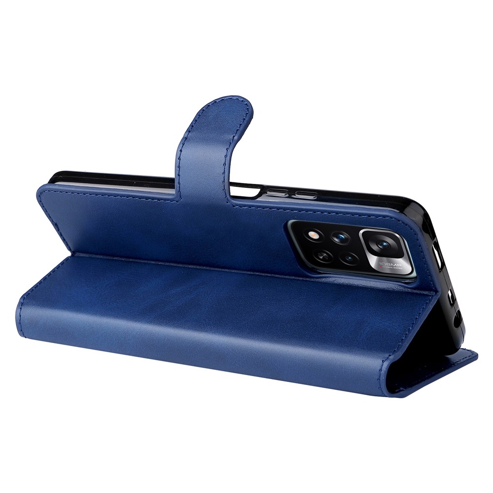 Textured Leather + TPU Stand Wallet Case Protective Phone Cover for Xiaomi Redmi Note 11 Pro/Note 11 Pro+ 5G - Blue-4