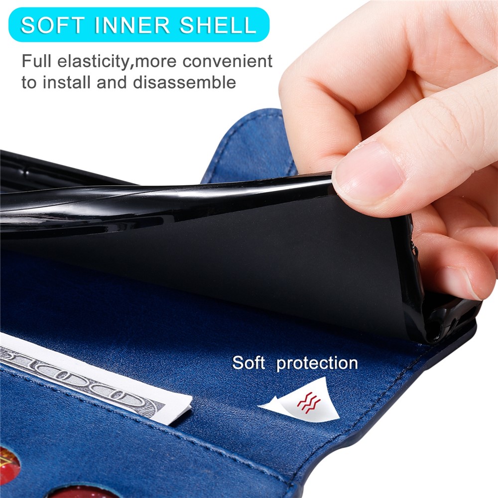 Textured Leather + TPU Stand Wallet Case Protective Phone Cover for Xiaomi Redmi Note 11 Pro/Note 11 Pro+ 5G - Blue-9