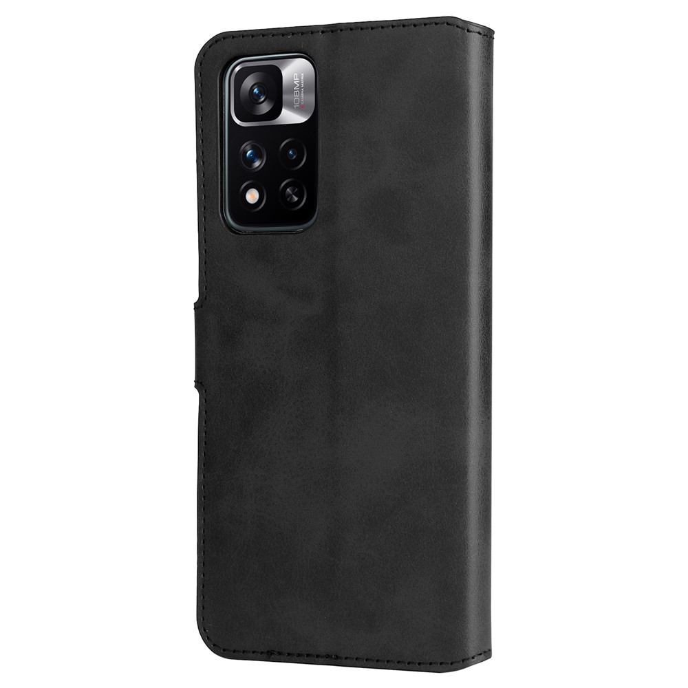 Textured Leather + TPU Stand Wallet Case Protective Phone Cover for Xiaomi Redmi Note 11 Pro/Note 11 Pro+ 5G - Black-3