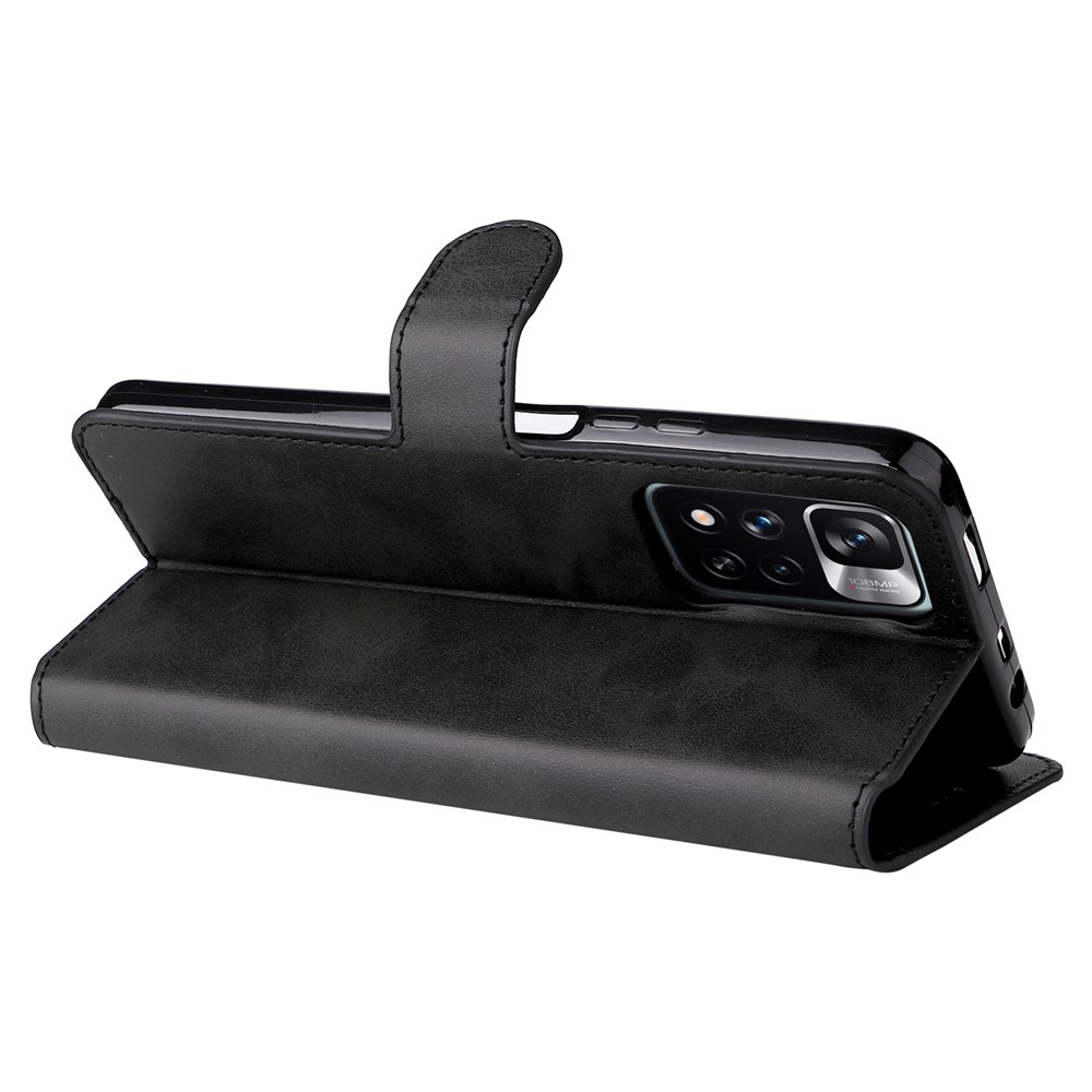 Textured Leather + TPU Stand Wallet Case Protective Phone Cover for Xiaomi Redmi Note 11 Pro/Note 11 Pro+ 5G - Black-4