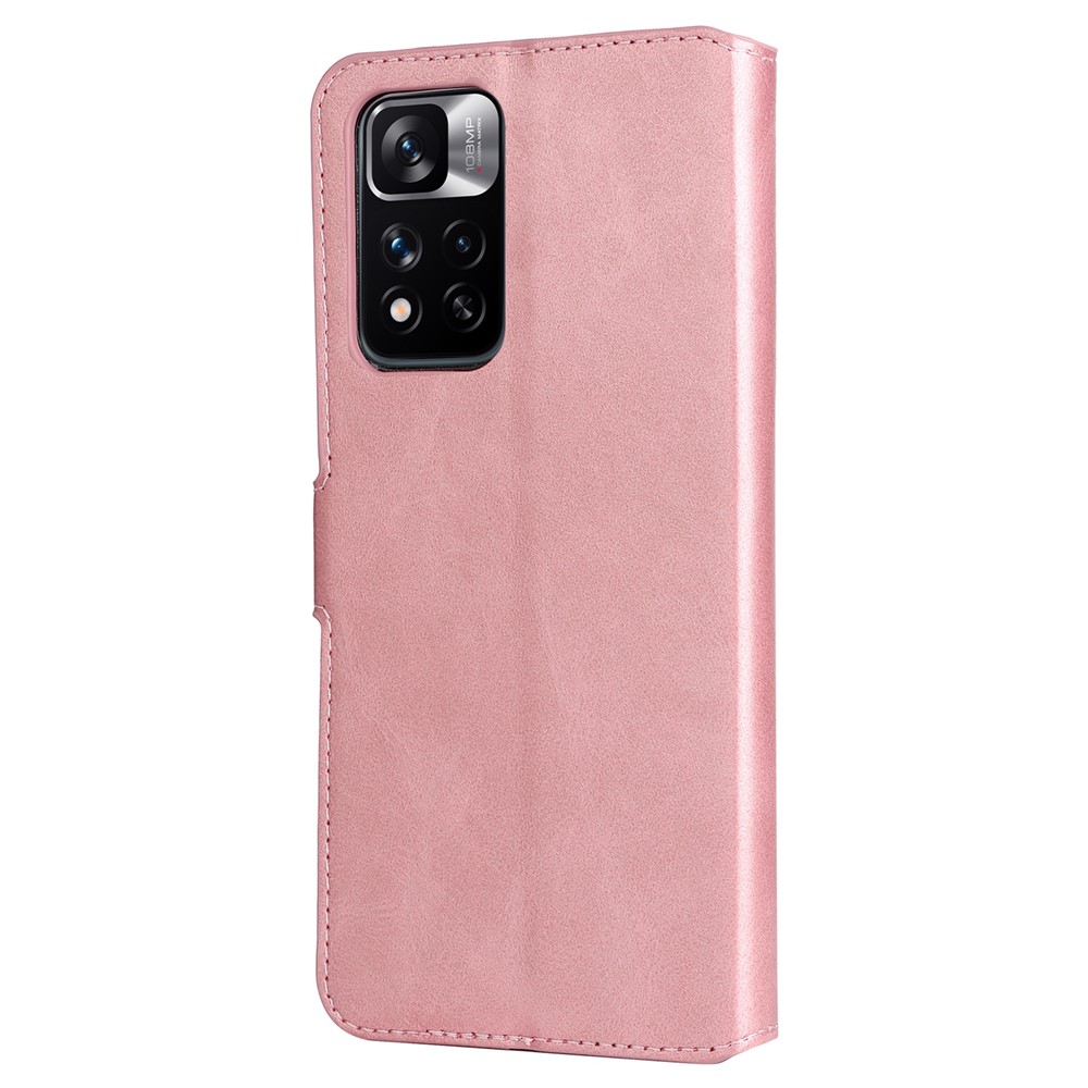 Textured Leather + TPU Stand Wallet Case Protective Phone Cover for Xiaomi Redmi Note 11 Pro/Note 11 Pro+ 5G - Rose Gold-3
