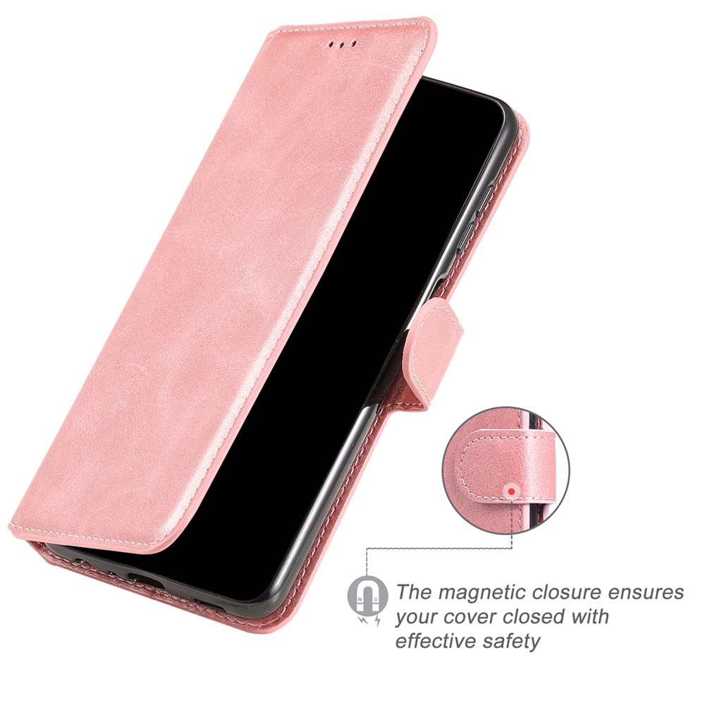 Textured Leather + TPU Stand Wallet Case Protective Phone Cover for Xiaomi Redmi Note 11 Pro/Note 11 Pro+ 5G - Rose Gold-8