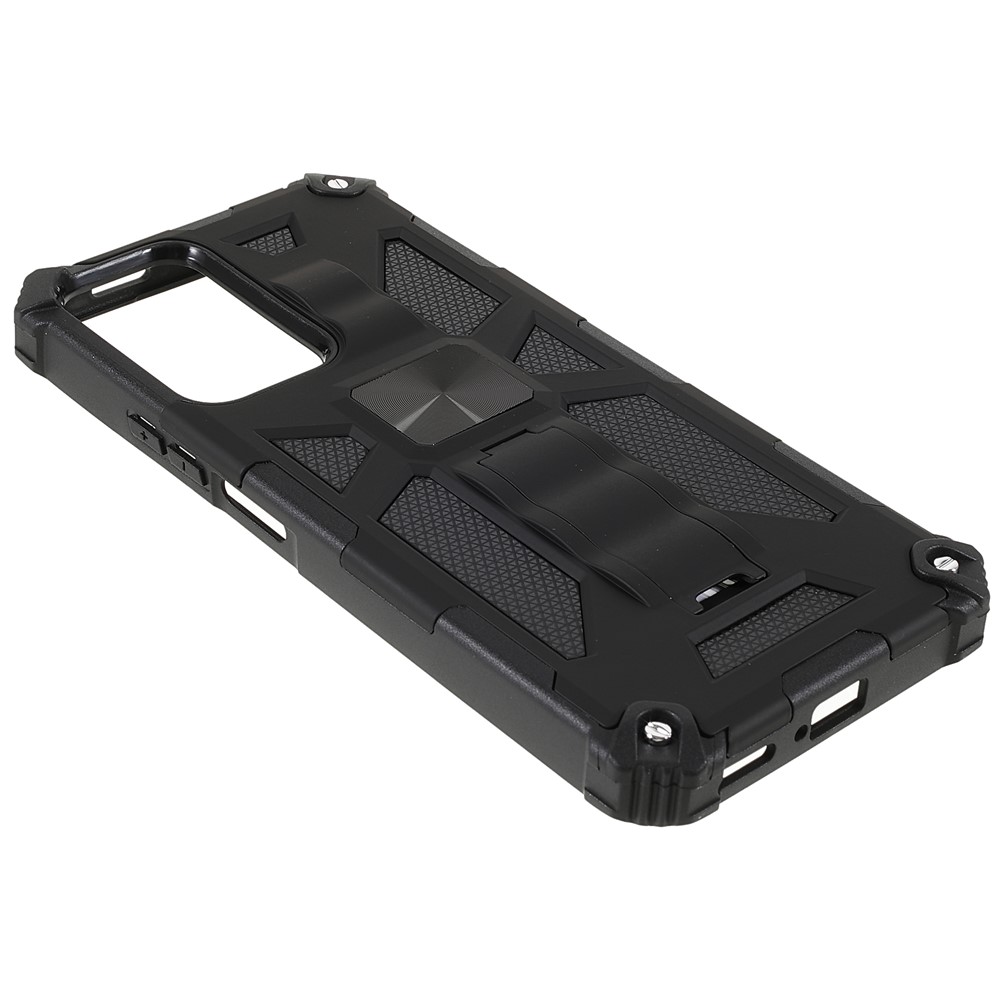 Scratch-resistant Kickstand Flexible TPU + Hard PC Shockproof Back Cover with Built-in Magnetic Metal Sheet for Xiaomi Redmi Note 11 Pro+ / Redmi Note 11 Pro - Black-4