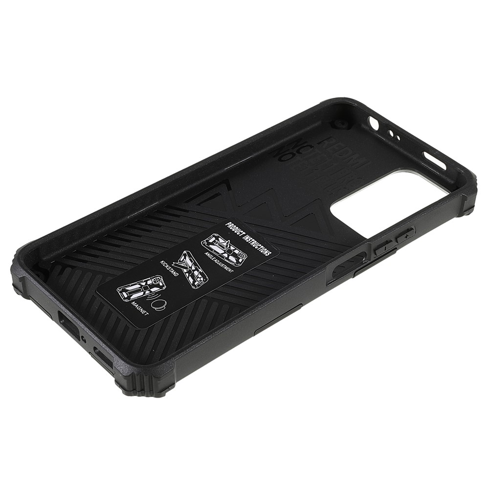 Scratch-resistant Kickstand Flexible TPU + Hard PC Shockproof Back Cover with Built-in Magnetic Metal Sheet for Xiaomi Redmi Note 11 Pro+ / Redmi Note 11 Pro - Black-8