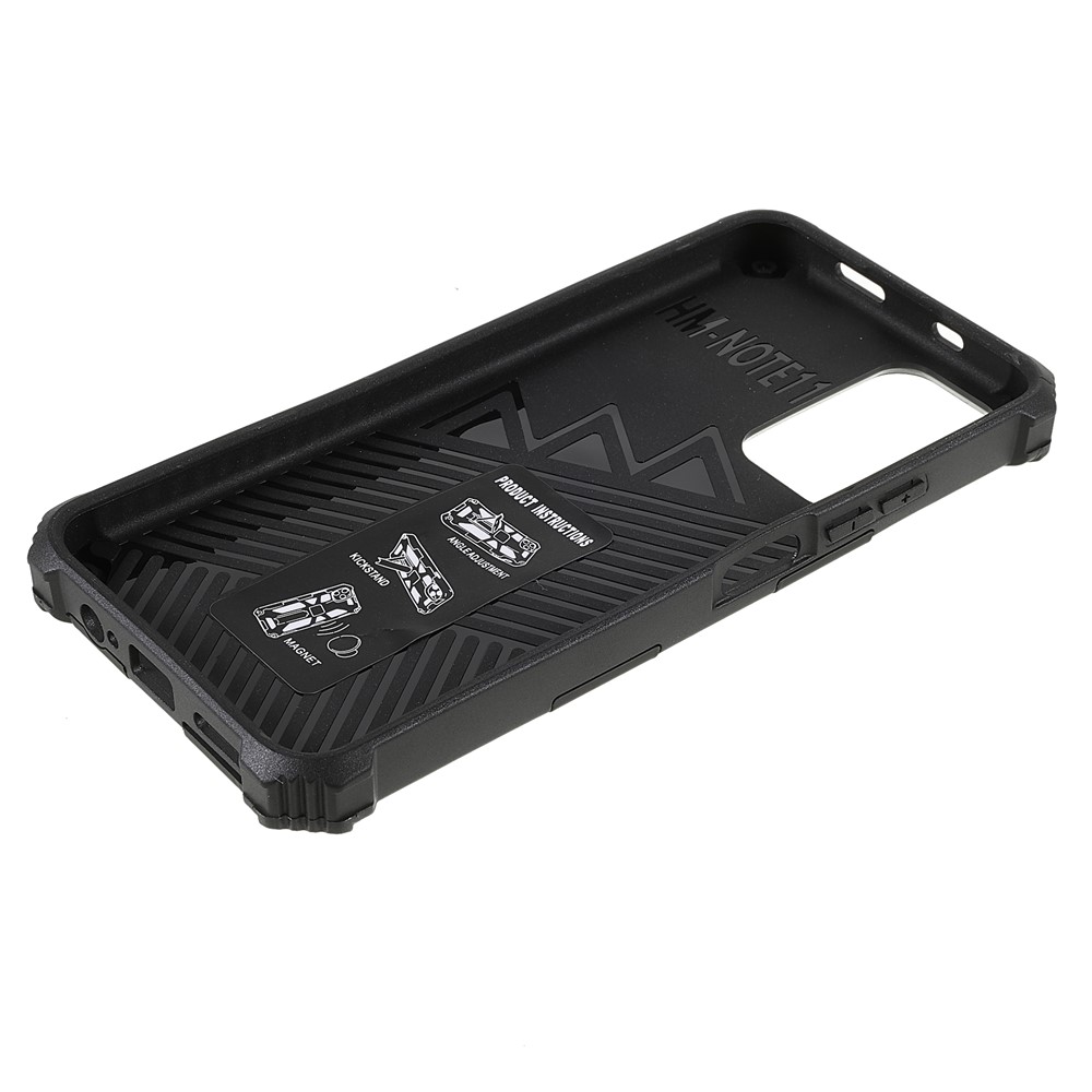 Finger-proof Mobile Phone Bag Cover Scratch-resistant Kickstand Inner TPU + Hard PC Shockproof Back Case for Xiaomi Redmi Note 11 5G / Poco M4 Pro 5G - Black-8
