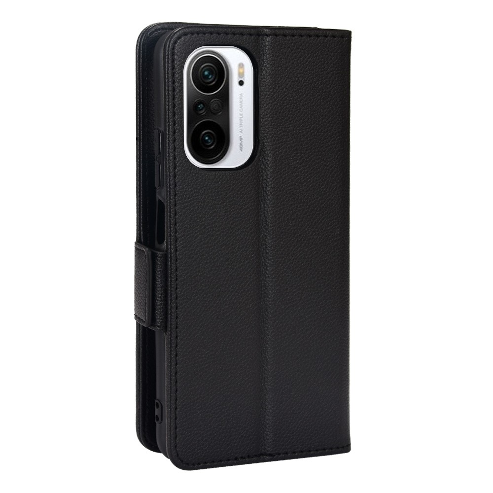 PU Leather + TPU Phone Case 360-degree Protection Litchi Texture Wallet Protector with Stand for Xiaomi Redmi K40/Redmi K40 Pro/Poco F3/Mi 11i/Mi 11X/Mi 11X Pro - Black-3
