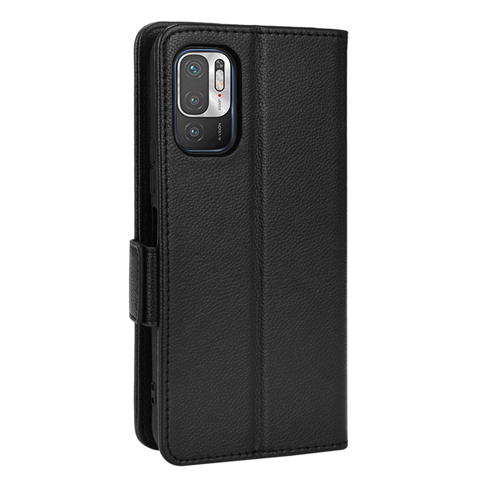 PU Leather + TPU Phone Case Drop-proof Anti-scratch Litchi Texture Wallet Stand Function Cover for Xiaomi Redmi Note 10 5G/Redmi Note 10T 5G/Poco M3 Pro 4G/5G - Black-3