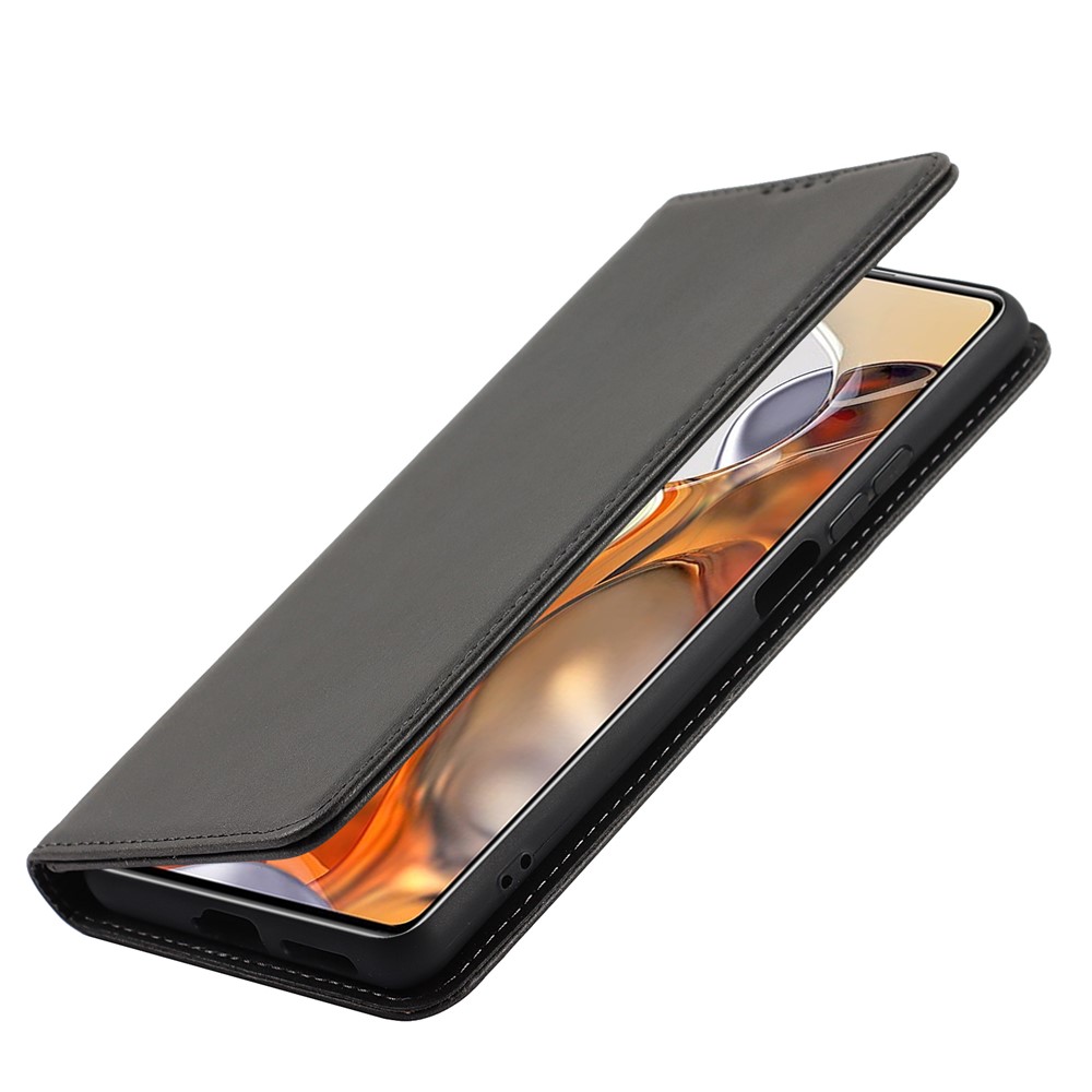 TPU+PU Leather Protective Cover Auto-absorbed Wallet Stand Design Phone Case for Xiaomi 11T/11T Pro - Black-8