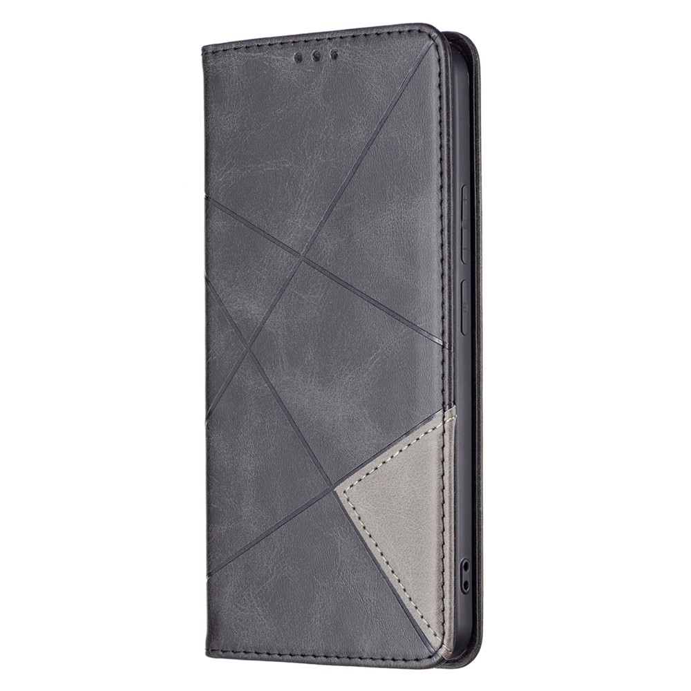 Rhombus-like Imprinted Scratch-resistant Magnetic Closure Card Slots Design Leather Phone Case with Stand for Xiaomi Redmi Note 11 Pro/11 Pro+ - Black-2