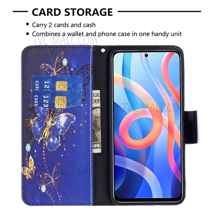 Pattern Printing Folio Flip Leather 360 Degree Protection Stand Wallet Phone Case for Xiaomi Redmi Note 11 5G/Note 11T 5G/Poco M4 Pro 5G - Purple Butterflies-5