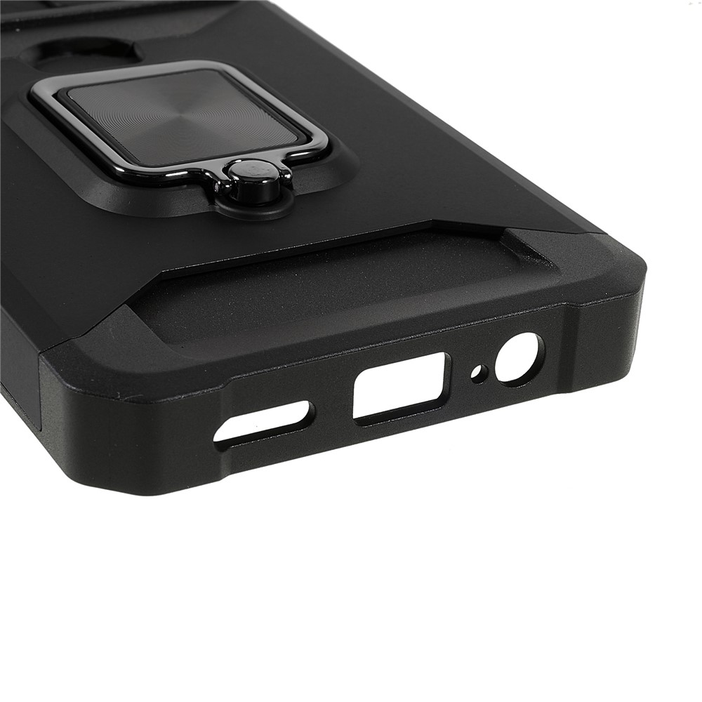 Camera Slider PC + TPU Phone Case Card Slot and Kickstand Design Shockproof Phone Cover for Xiaomi Redmi Note 11 5G/Poco M4 Pro 5G - Black-5