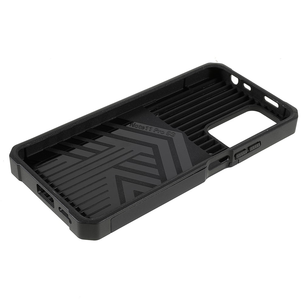 Camera Slider Anti-fall Protection PC + TPU Phone Case Card Slot and Kickstand Design Phone Cover for Xiaomi Redmi Note 11 Pro/11 Pro+ - Black-8
