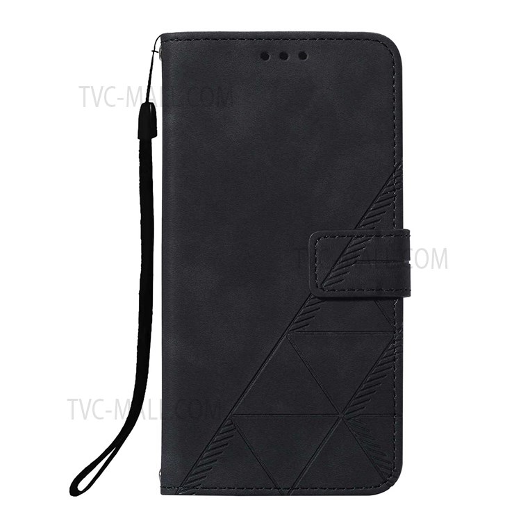 PB2 Series PU Leather Flip Phone Shell Imprinting Lines Wallet Case Stand TPU Interior Phone Cover with Strap for Xiaomi Redmi K40 Pro / Redmi K40 / Poco F3 / Mi 11i / Mi 11X Pro - Black-2