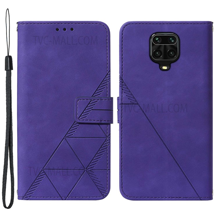 PB2 Series For Xiaomi Redmi Note 9 Pro Max / Redmi Note 9 Pro / Redmi Note 9S Imprinting Lines PU Leather Folio Flip Wallet Case Stand Magnetic Closure TPU Interior Phone Cover - Purple-1