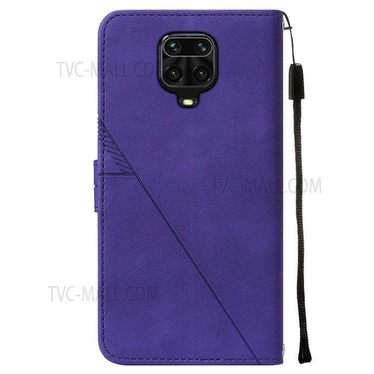 PB2 Series For Xiaomi Redmi Note 9 Pro Max / Redmi Note 9 Pro / Redmi Note 9S Imprinting Lines PU Leather Folio Flip Wallet Case Stand Magnetic Closure TPU Interior Phone Cover - Purple-3
