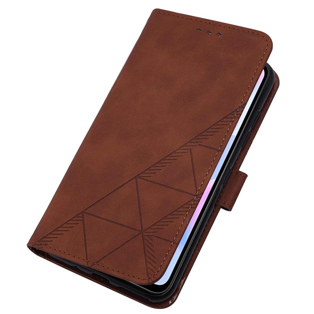 PB2 Series Stylish Imprinting Lines PU Leather Flip Wallet Case Stand Phone Covering Shell for Xiaomi Redmi 9AT / Redmi 9i / Redmi 9A - Brown-6