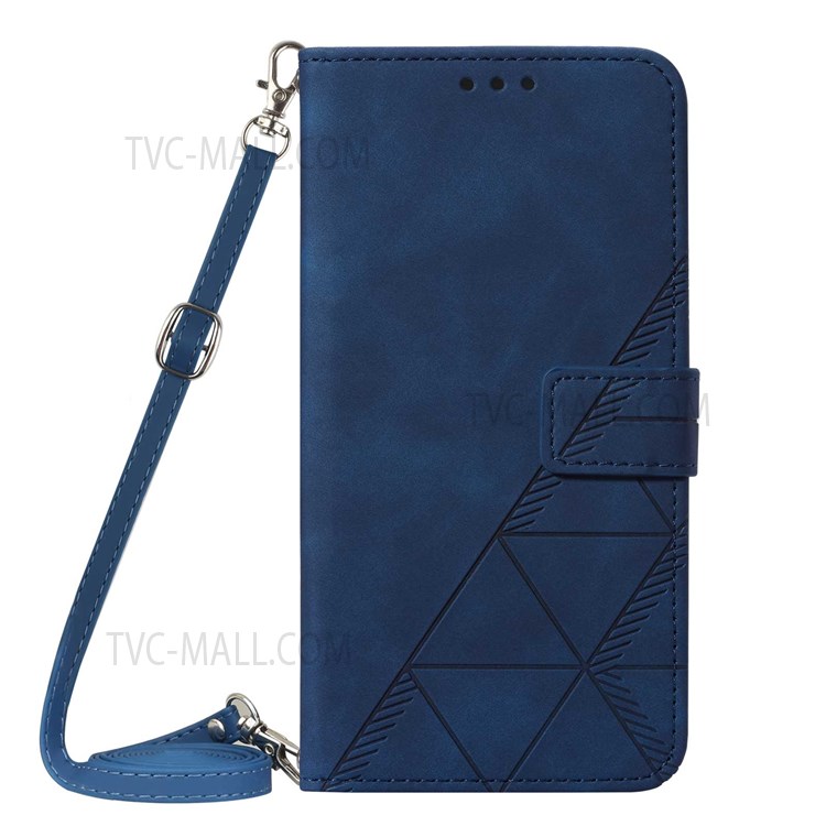 PB2-1 Series Full Protective Anti-fall PU Leather Phone Case Imprinted Scratch-proof Phone Cover with Shoulder Strap Wallet for Xiaomi Redmi Note 9 Pro/9 Pro Max/9S - Sapphire-2