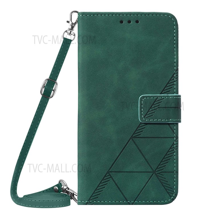 PB2-1 Series Imprinted PU Leather Phone Case Business Full Protective Phone Cover with Wallet Shoulder Strap for Xiaomi Poco X3/X3 Pro/X3 NFC - Blackish Green-2