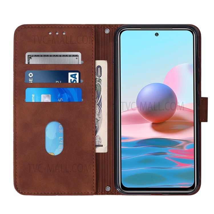 PB2-1 Series Imprinted Business PU Leather Phone Case Full Protective Wallet Phone Cover with Shoulder Strap for Xiaomi Mi 11 Lite 4G/5G - Brown-4