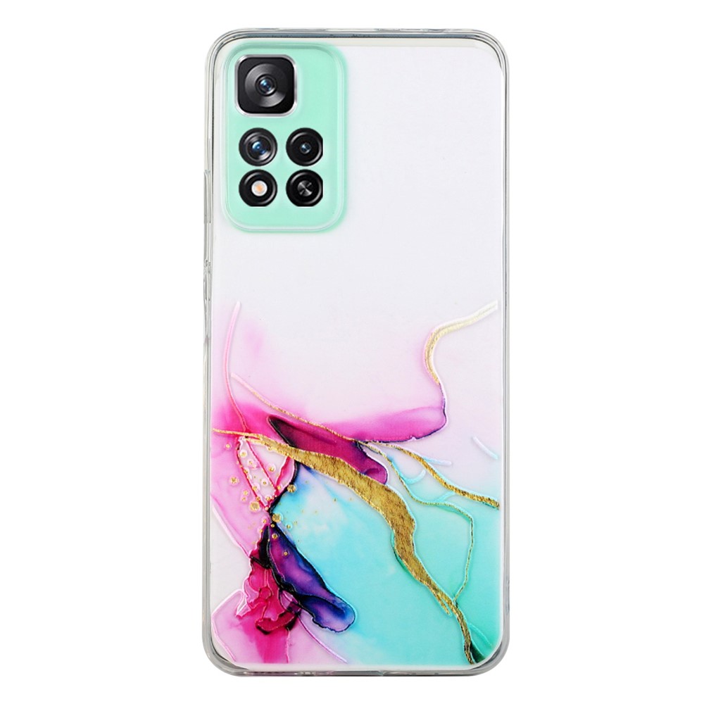 Marble Pattern Printing Soft TPU Phone Case Anti-Scratch Shockproof Protective Phone Cover for Xiaomi Redmi Note 11 Pro+/Note 11 Pro - Green-1
