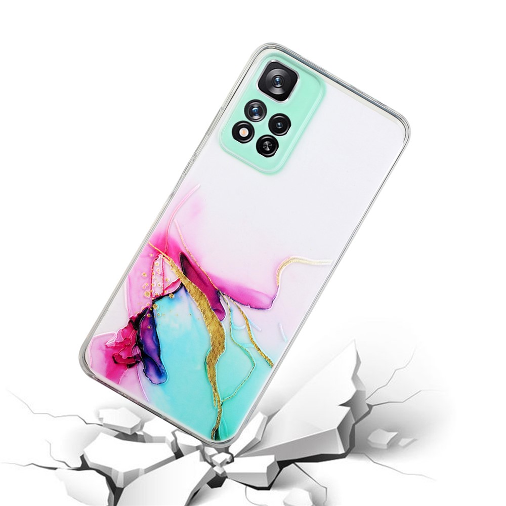 Marble Pattern Printing Soft TPU Phone Case Anti-Scratch Shockproof Protective Phone Cover for Xiaomi Redmi Note 11 Pro+/Note 11 Pro - Green-2
