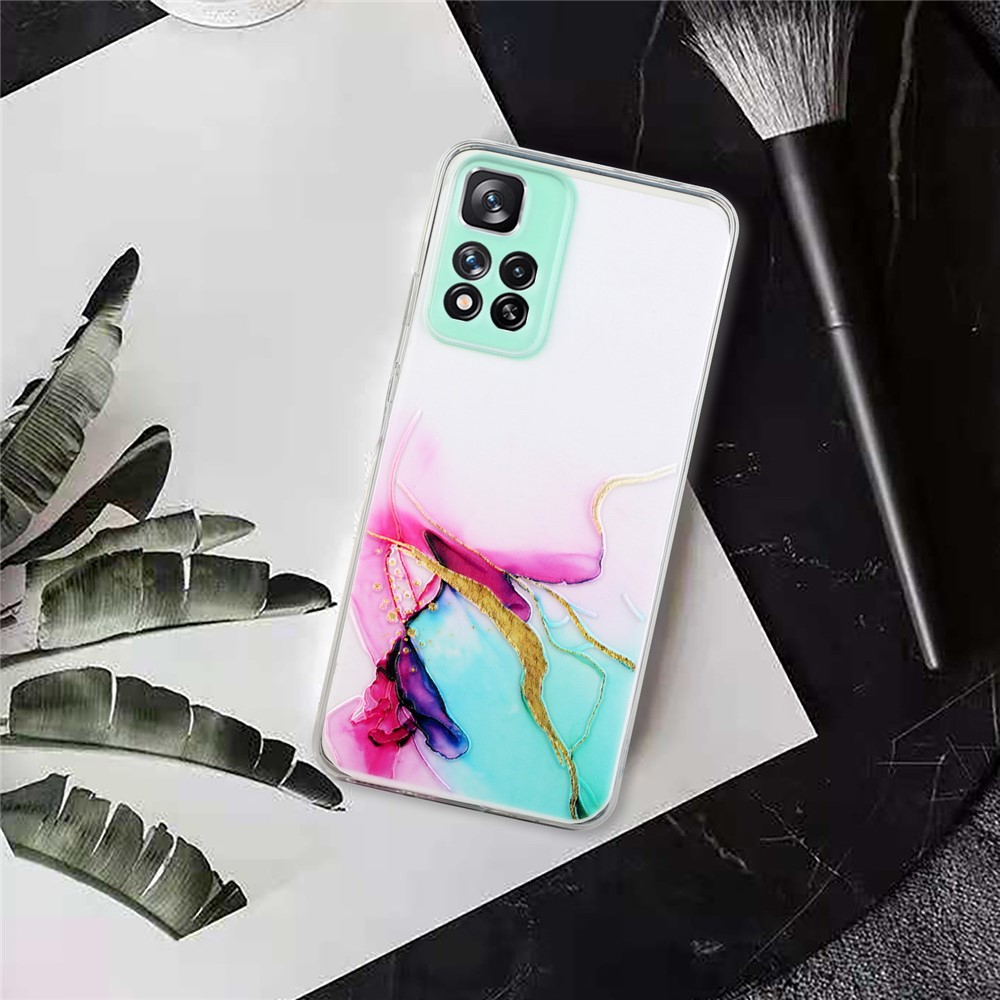 Marble Pattern Printing Soft TPU Phone Case Anti-Scratch Shockproof Protective Phone Cover for Xiaomi Redmi Note 11 Pro+/Note 11 Pro - Green-3