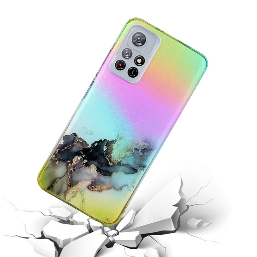 Colorful Laser Design Embossing Marble Pattern Flexible TPU Anti-scratch Cellphone Back Cover Case for Xiaomi Redmi Note 11 5G/Poco M4 Pro 5G - Black-2