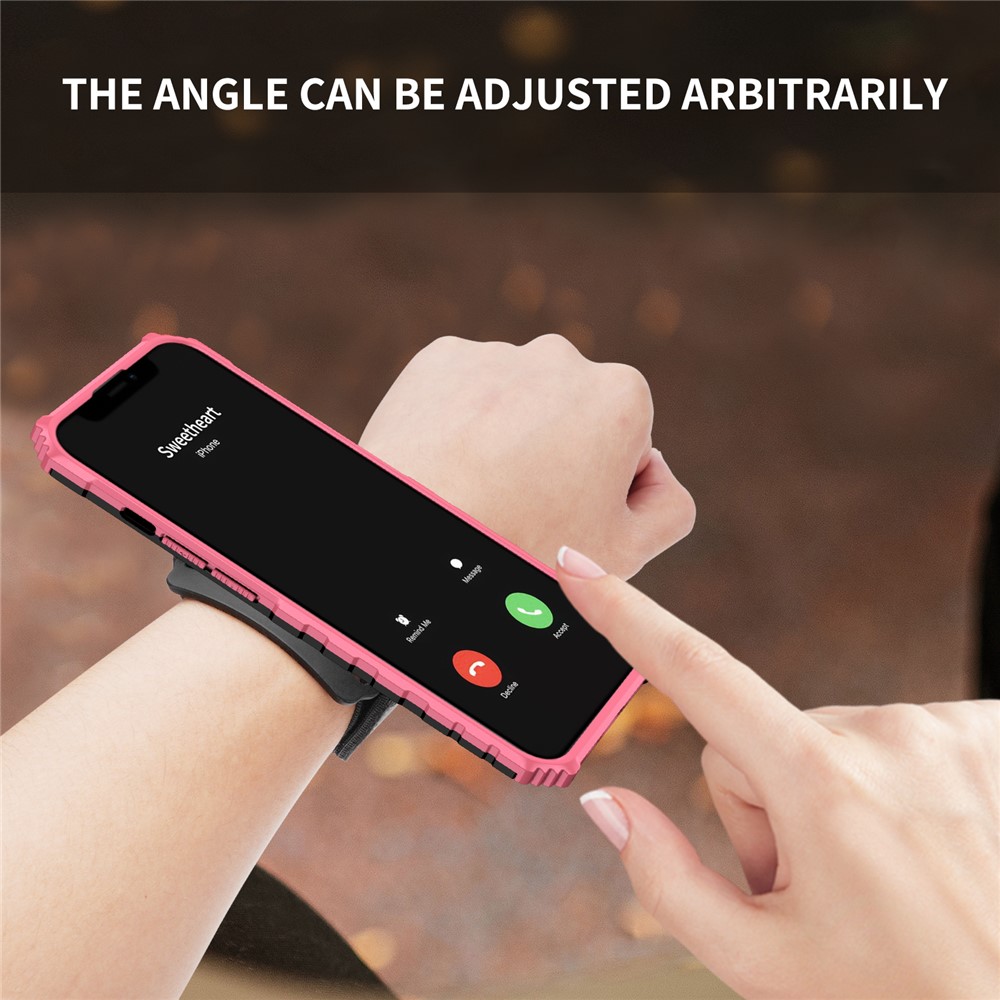 Adjustable Wristband Design Well-protected Anti-fall Hard PC + Soft TPU Phone Case with Kickstand for Xiaomi Redmi Note 11 Pro/Redmi Note 11 Pro+ - Pink-10