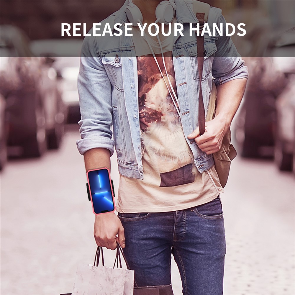 Adjustable Wristband Design Well-protected Anti-fall Hard PC + Soft TPU Phone Case with Kickstand for Xiaomi Redmi Note 11 Pro/Redmi Note 11 Pro+ - Pink-9