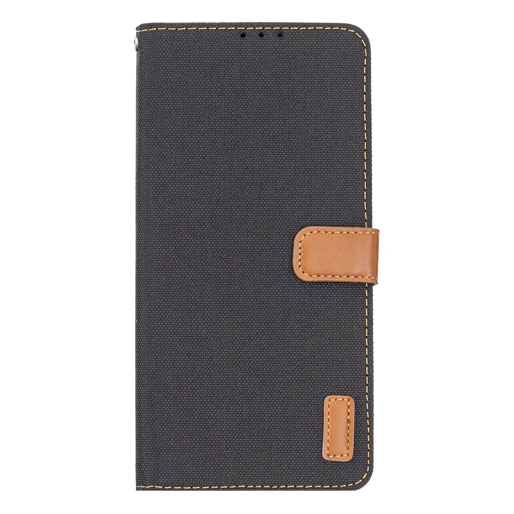 For Xiaomi Redmi Note 10 JE Mobile Phone Bag Case Full Protection Oxford Cloth Surface PU Leather Wallet Supporting Stand Cover - Black-2