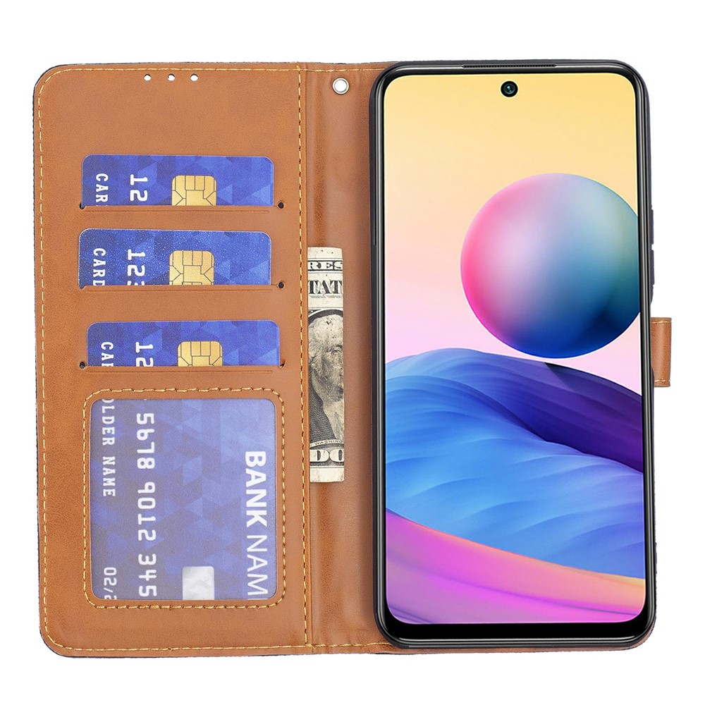 For Xiaomi Redmi Note 10 JE Mobile Phone Bag Case Full Protection Oxford Cloth Surface PU Leather Wallet Supporting Stand Cover - Black-4