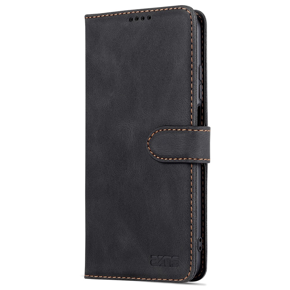 AZNS Magnetic Closure PU Leather Flip Wallet Case Stand Shockproof TPU Inner Shell Phone Cover for Xiaomi Poco M4 Pro 5G / Redmi Note 11 5G - Black-2