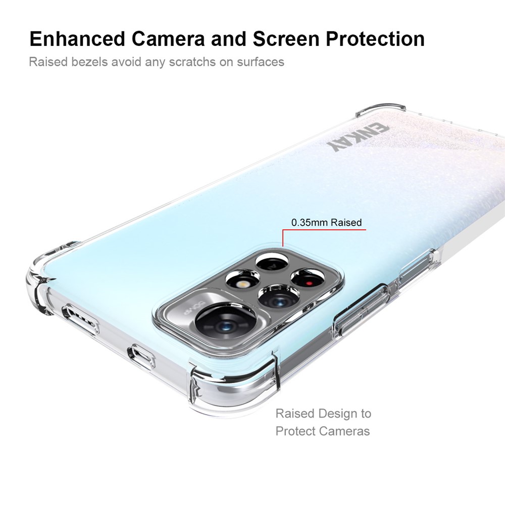 ENKAY Shock-absorbing Corners Non-yellowing Crystal Clear TPU Cover Mobile Phone Shell with Anti-slip Edge for Xiaomi Redmi Note 11 5G/Poco M4 Pro 5G-3