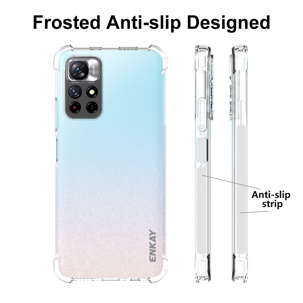ENKAY Shock-absorbing Corners Non-yellowing Crystal Clear TPU Cover Mobile Phone Shell with Anti-slip Edge for Xiaomi Redmi Note 11 5G/Poco M4 Pro 5G-4