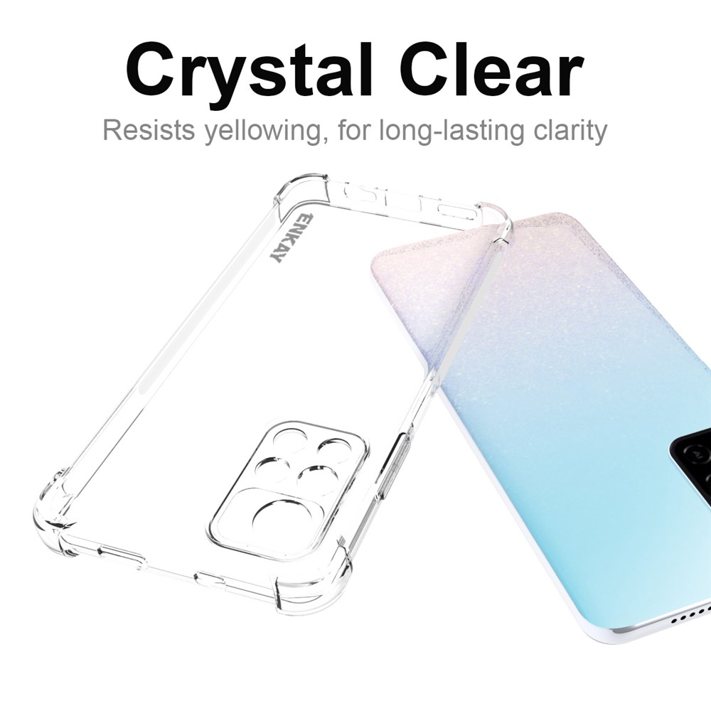 ENKAY Shock-absorbing Corners Non-yellowing Crystal Clear TPU Cover Mobile Phone Shell with Anti-slip Edge for Xiaomi Redmi Note 11 5G/Poco M4 Pro 5G-5