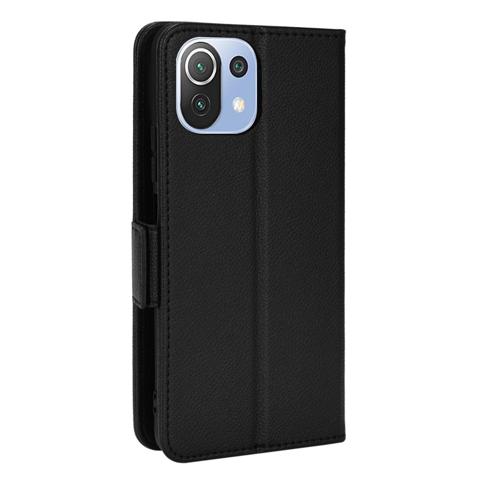 Folio Flip Litchi Texture Wallet Case PU Leather Well-protected Anti-fall Mobile Phone Cover with Stand for Xiaomi 11 Lite 5G NE/Xiaomi Mi 11 Lite 4G/5G - Black-3