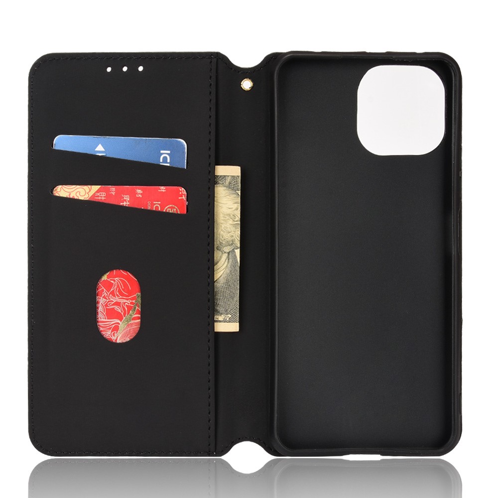 Magnetic Auto Closing Folio Flip Full Protection 3D Rhombus Imprinted PU Leather Phone Case with Stand Wallet for Xiaomi 11 Lite 5G NE/Mi 11 Lite 4G/5G - Black-6